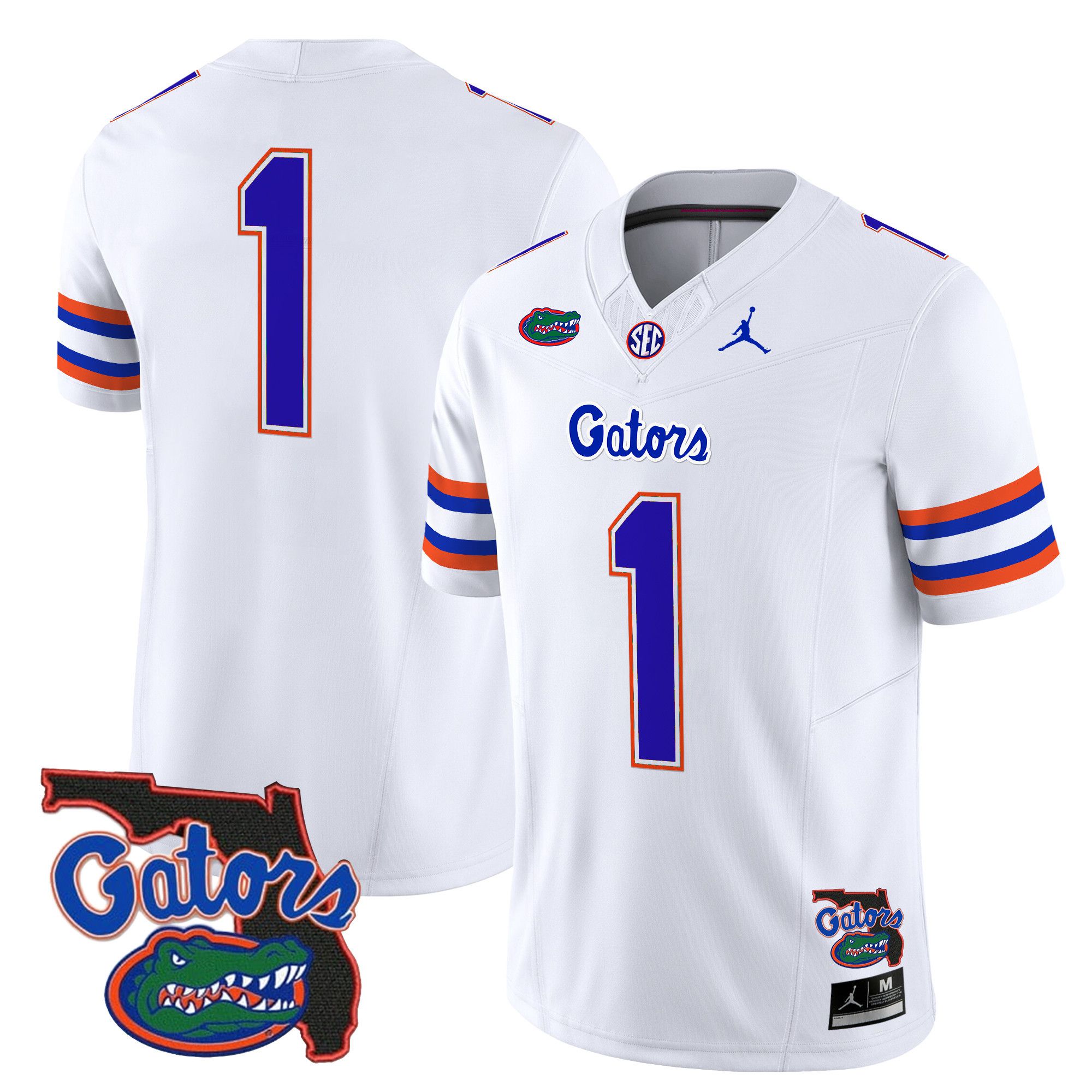 Men Florida Gators #1 No Name White 2024 Florida Patch Vapor Limited NCAA Jersey->ncaa teams->NCAA Jersey